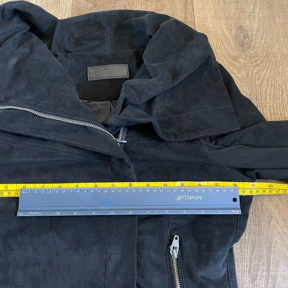 SL8 by Blank NYC Black Faux Suede Asymmetric Moto Zip Women's Jacket (Size M) - Picture 10 of 11